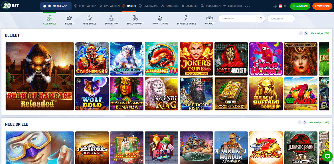 20bet Casino Spiele